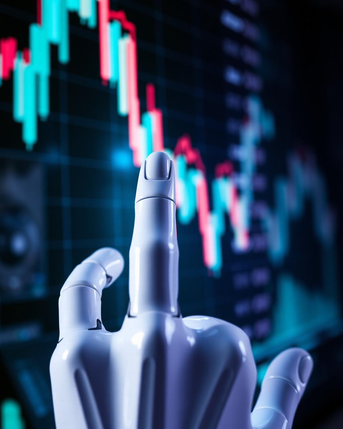 Roboterhand interagiert mit einem Chart